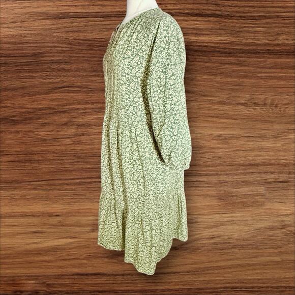 Free Assembly Flowy Midi Dress Sz L 3/4 Balloon Sleeves Blue Floral Country Core - Picture 3 of 10